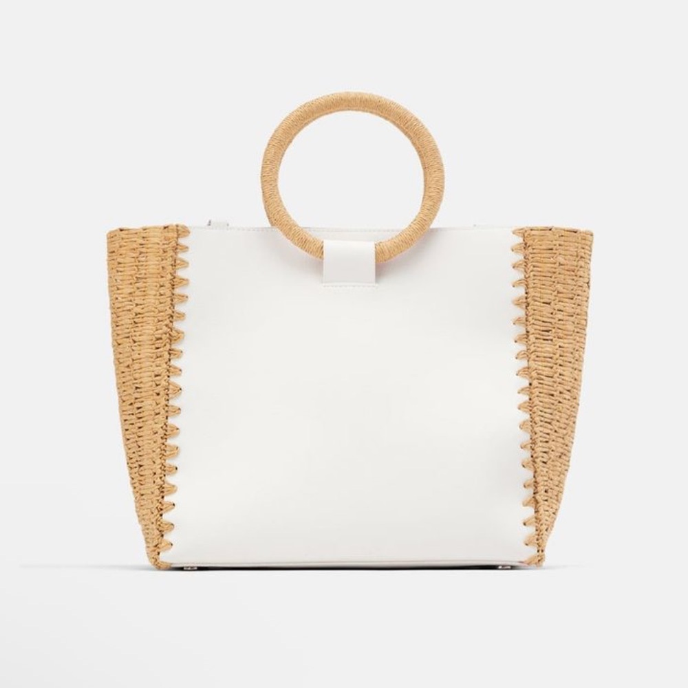 Zara White Crossbody Circle Handle Bag Boho